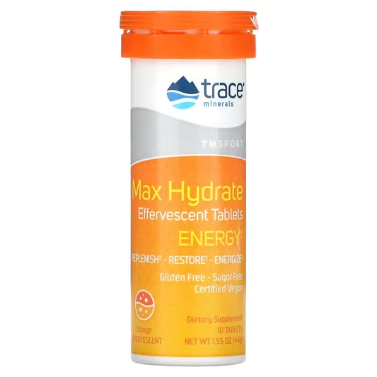 MAX HYDRATE ENERGY ORAN FLAV-CAFFEINE 10EFF Trace Minerals