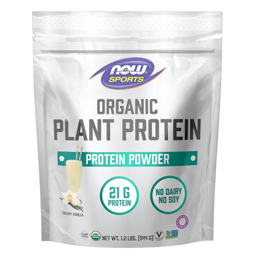 NOW- ORGANIC PLANT PROTEIN VANILLA FLV. 1.2 LB